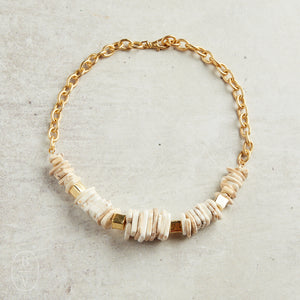 Virtue GOLD ACCENT MAGNESITE CHIP NECKLACE Cream