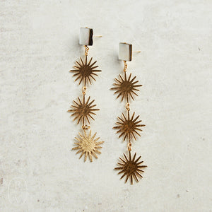 Virtue ABALONE POST TRIPLE STARBURST EARRINGS Gold