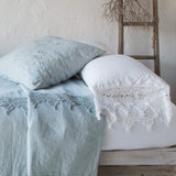 Bella Notte Linens LINEN PILLOWCASE WITH COTTON LACE TRIM