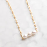 Virtue LARGE PAPERCLIP CHAIN TRIPLE PEARL NECKLACE