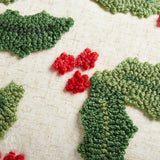Peking Handicraft HOLLY W/ BERRIES TUFTED PILLOW