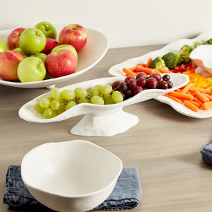 Beatriz Ball VIDA NUBE OVAL PEDESTAL CRACKER TRAY White