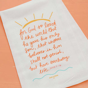 Doe A Deer FOR GOD SO LOVED THE WORLD TEA TOWEL