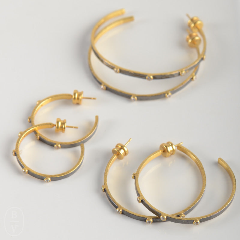 Julie Vos CRESCENT STONE HOOP EARRINGS