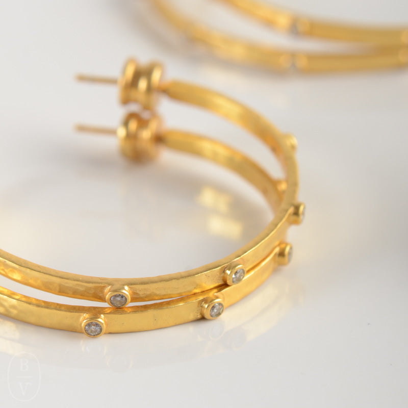 Julie Vos CRESCENT STONE HOOP EARRINGS