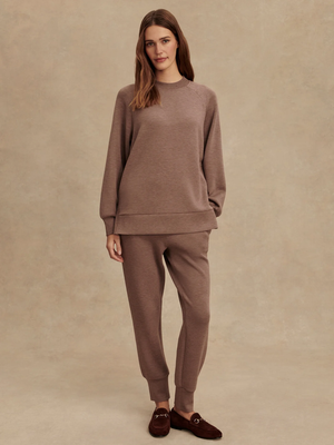 Varley NICOLE BOYFRIEND SWEAT Deep Taupe Marl Fleck