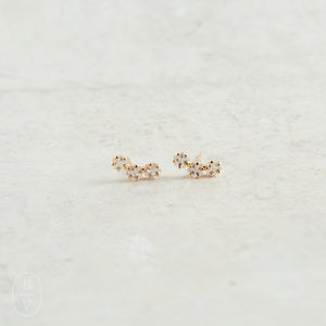 Virtue TRIPLE RHINESTONE STUD EARRINGS Gold