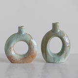 Creative Co-op STONEWARE CUTOUT VASE