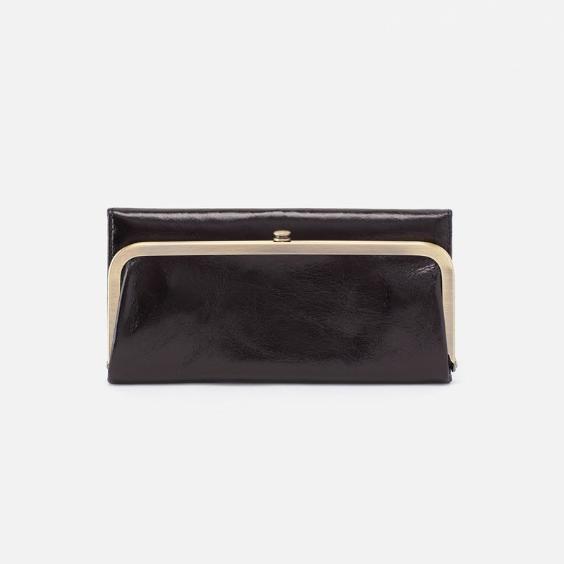 Hobo RACHEL CONTINENTAL WALLET FW24 Black Polished Leather