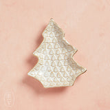 Creative Co-op STONEWARE SHAPED TREE PLATE WITH TREES White