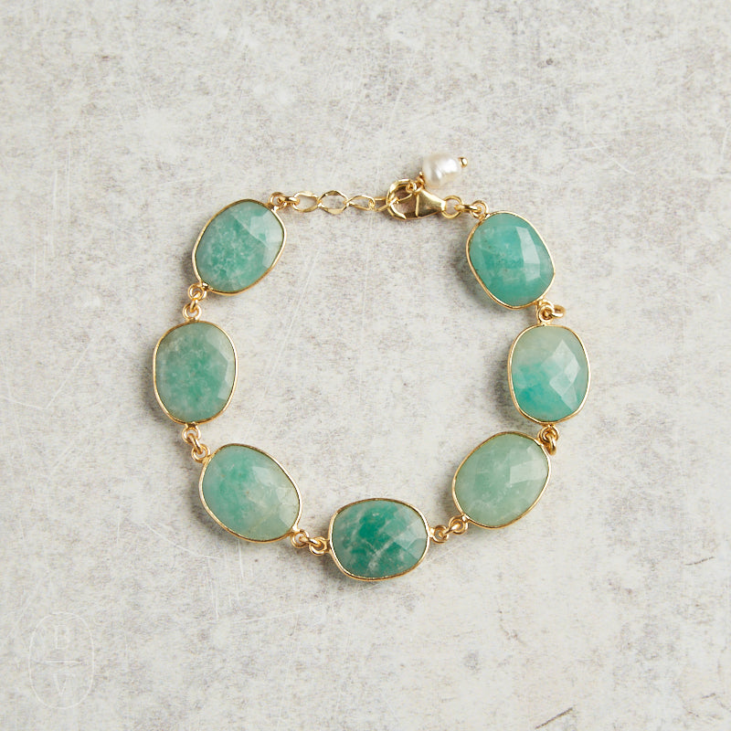 Elyssa Bass Designs PEARL CHARM BEZEL BRACELET Amazonite