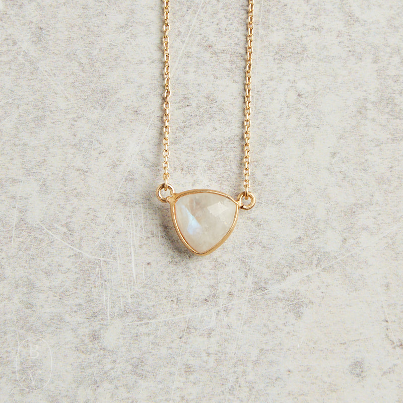 Elyssa Bass Designs MINI OVAL GEMSTONE NECKLACE Moonstone
