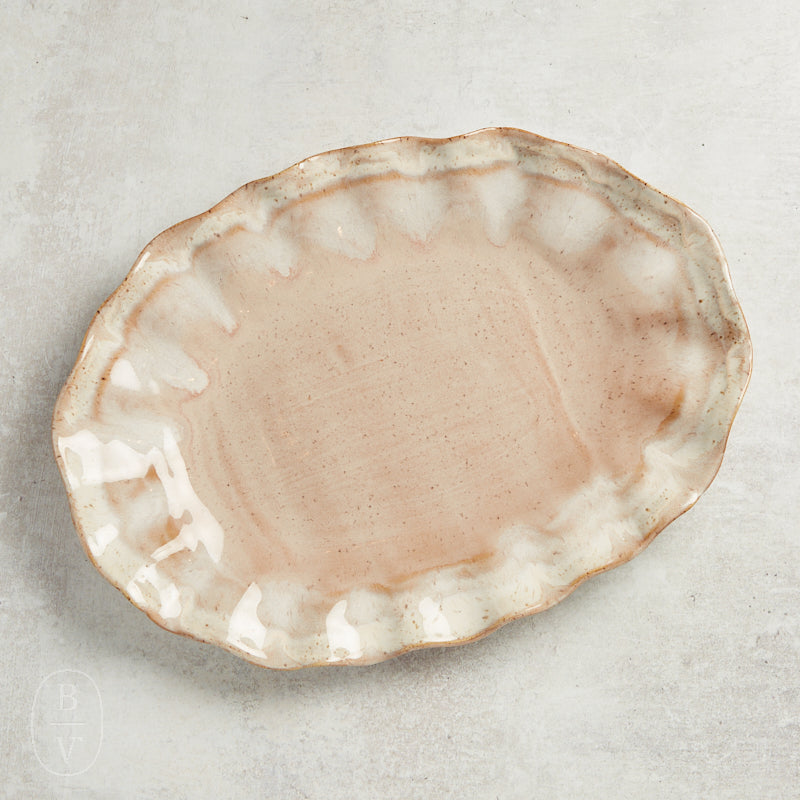 Etta B Pottery FLUTTERED OVAL PLATTER Primrose