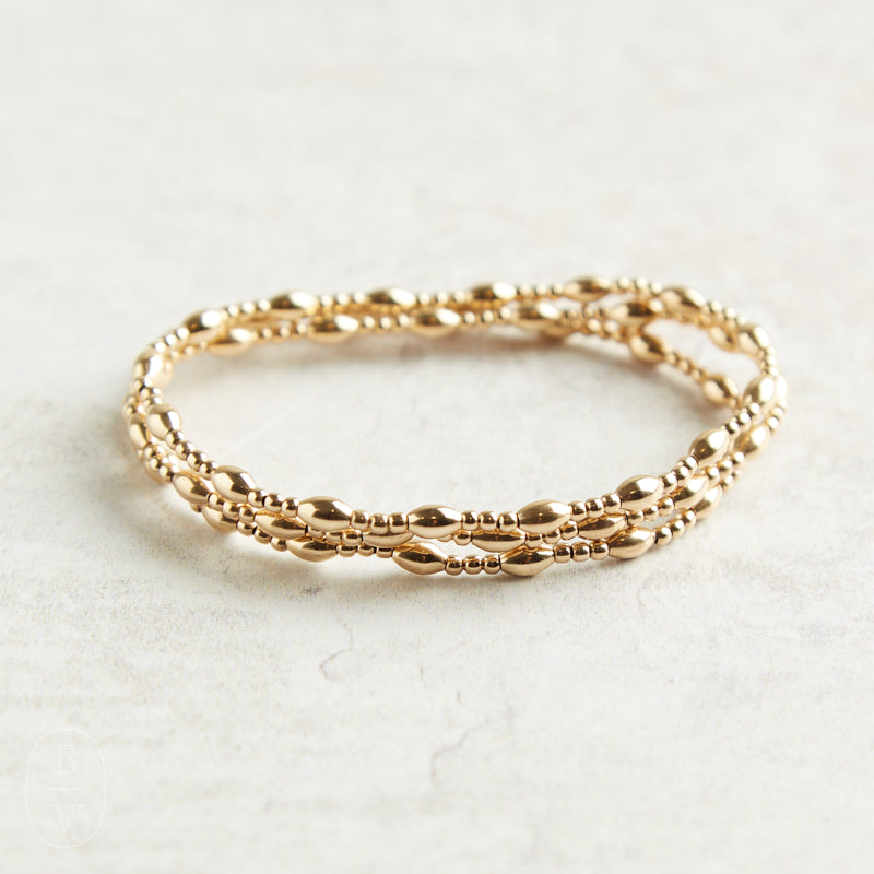 eNewton Design HARMONY JOY PATTERN BEAD BRACELET Gold 2mm