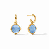 Julie Vos HONEYBEE HOOP & CHARM EARRINGS Iridescent Chalcedony Blue