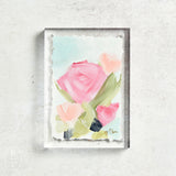 Haley Farris Fine Art ACRYLIC FRAME FLORAL 5 X 7 Dark Pink