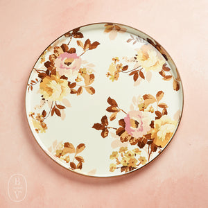 MacKenzie-Childs ROUND TRAY Wild Rose White
