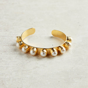 Virtue THE HAVEN LUXE GEMSTONE STUDDED CUFF BRACELET Pearl