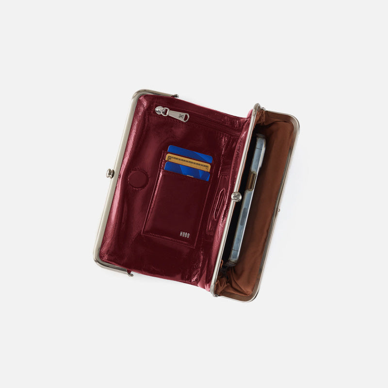 Hobo LAUREN CLUTCH WALLET Polished Leather Saddleberry