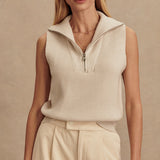 Varley AMINA HALF ZIP KNIT Silver Birch