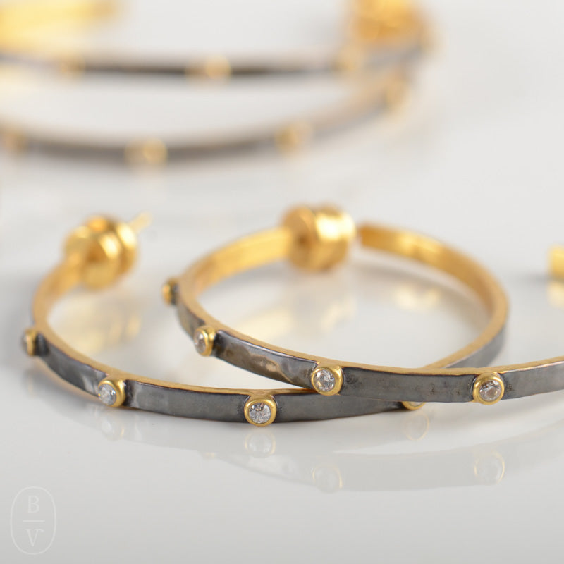 Julie Vos CRESCENT STONE HOOP EARRINGS