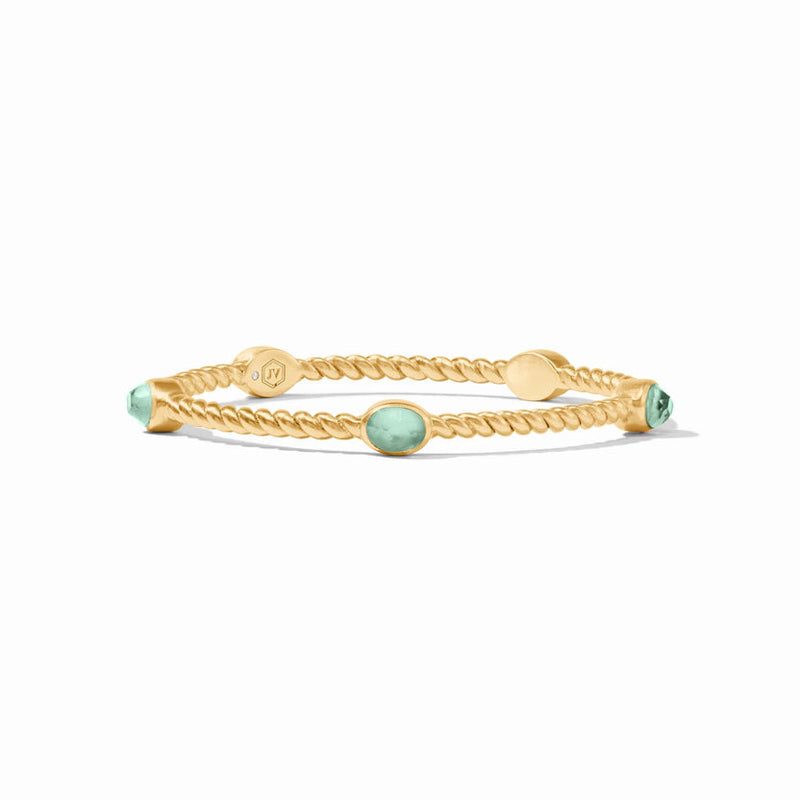 Julie Vos NASSAU STONE BANGLE BRACELET Iridescent Aquamarine Blue Large