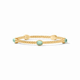 Julie Vos NASSAU STONE BANGLE BRACELET Iridescent Aquamarine Blue Large