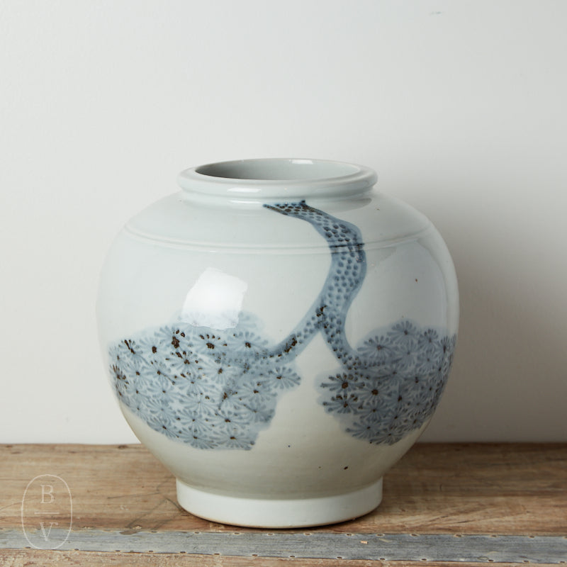 Blue Ocean Traders HAND PAINTED STORAGE JAR WITH BRANCH