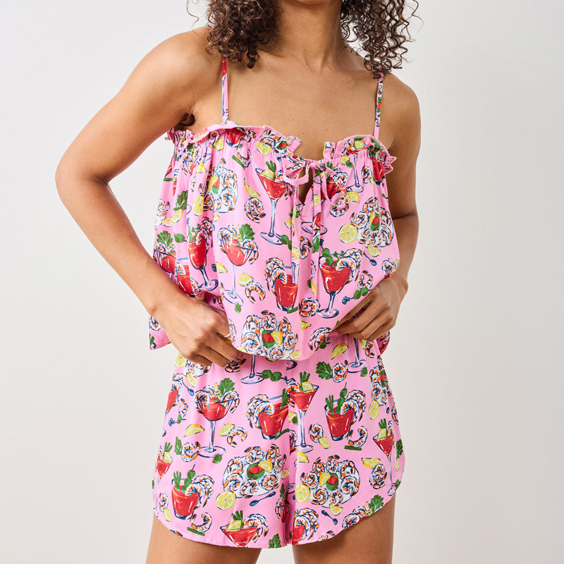 Printfresh SHRIMP COCKTAIL SATIN GETTING READY SET Parlor Pink