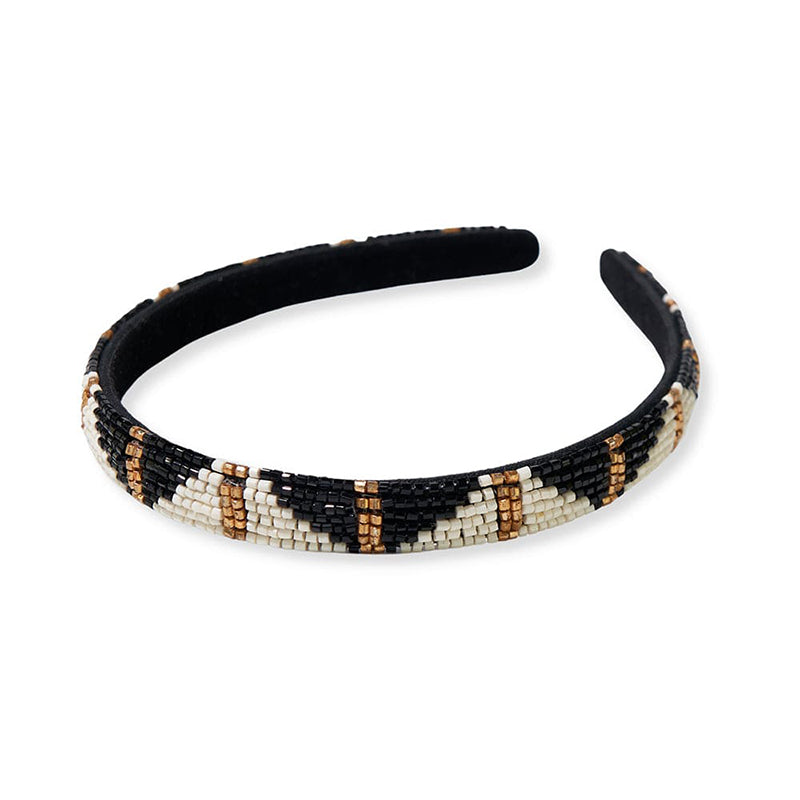 Ink and Alloy SADIE LUXE BEADED HEADBAND Black White