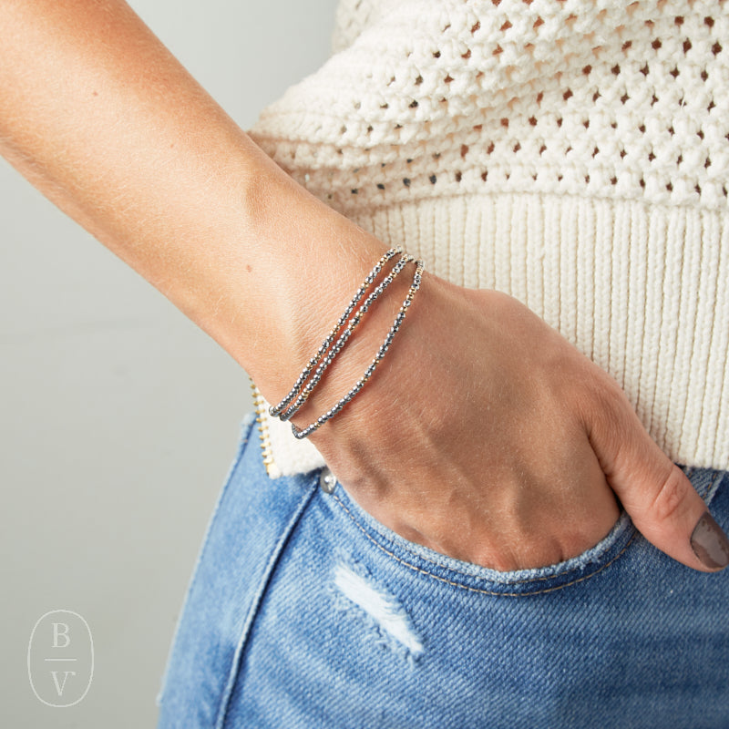 eNewton Design FACETED HEMATITE HOPE UNWRITTEN BRACELET