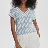 Varley ALFIE CABLE KNIT VEST White Celestial Blue
