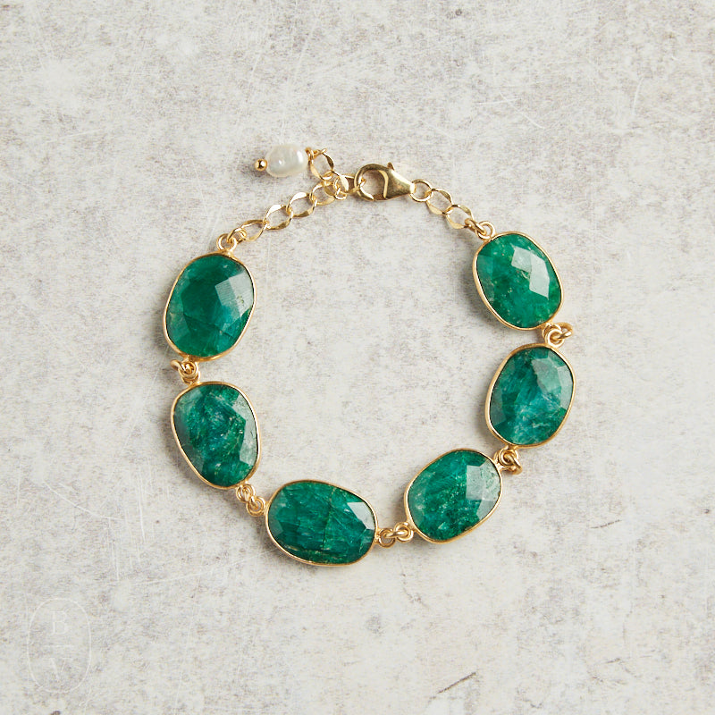 Elyssa Bass Designs PEARL CHARM BEZEL BRACELET Emerald