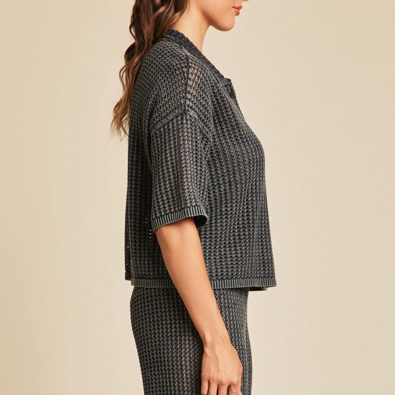 Barefoot Dreams SUNBLEACHED BUTTONED SHORT SLEEVE