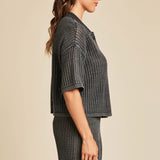 Barefoot Dreams SUNBLEACHED BUTTONED SHORT SLEEVE