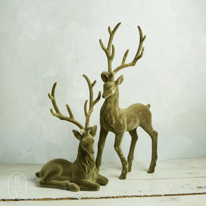 Raz Imports GREEN FLOCKED DEER