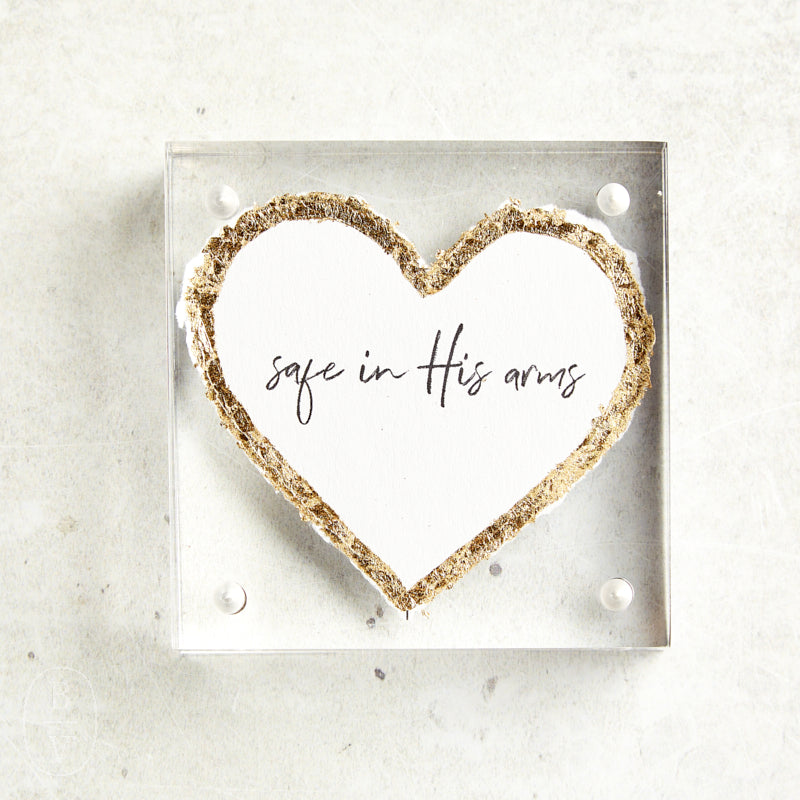 Eva Belle ACRYLIC SIMPLE HEART Safe In His Arms 3x3
