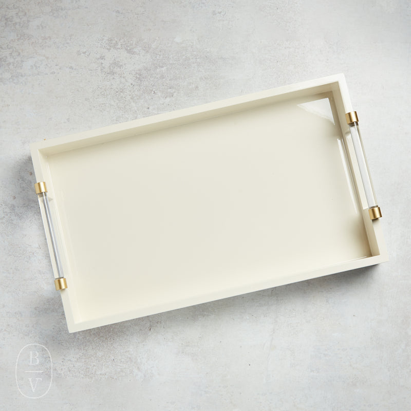 Creative Co-op ACRYLIC HANDLE LACQUERED TRAY