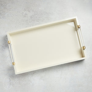 Creative Co-op ACRYLIC HANDLE LACQUERED TRAY