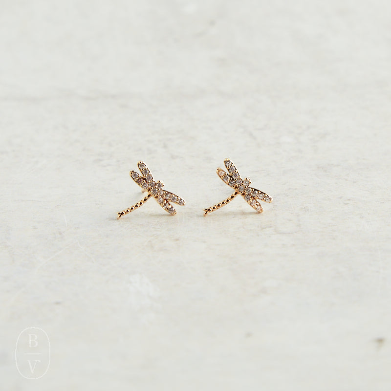Virtue DRAGONFLY PAVE STUD EARRINGS Gold