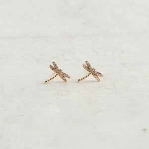 Virtue DRAGONFLY PAVE STUD EARRINGS Gold