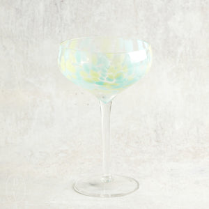 Creative Co-op CONFETTI CHAMPAGNE COUPE GLASS Blue & Green