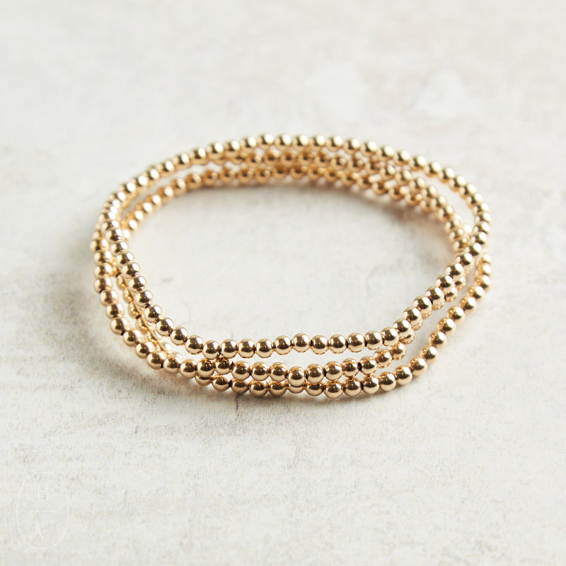 eNewton Design CLASSIC BEAD BRACELET Gold 3mm