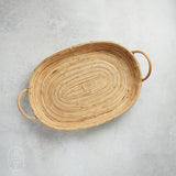 Creative Co-op HANDWOVEN RATTAN TRAY WITH HANDLE Large