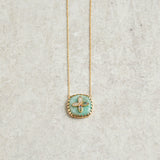 Elyssa Bass Designs MARQUIS DETAIL SQUARE NECKLACE Amazonite