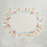 Rosanne Beck BLUE ECRU RIBBON BORDER WITH FLOWERS POSH PLACEMAT PACK