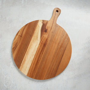 Creative Co-op SUAR WOOD CHEESE CUTTING BOARD WITH HANDLE Large