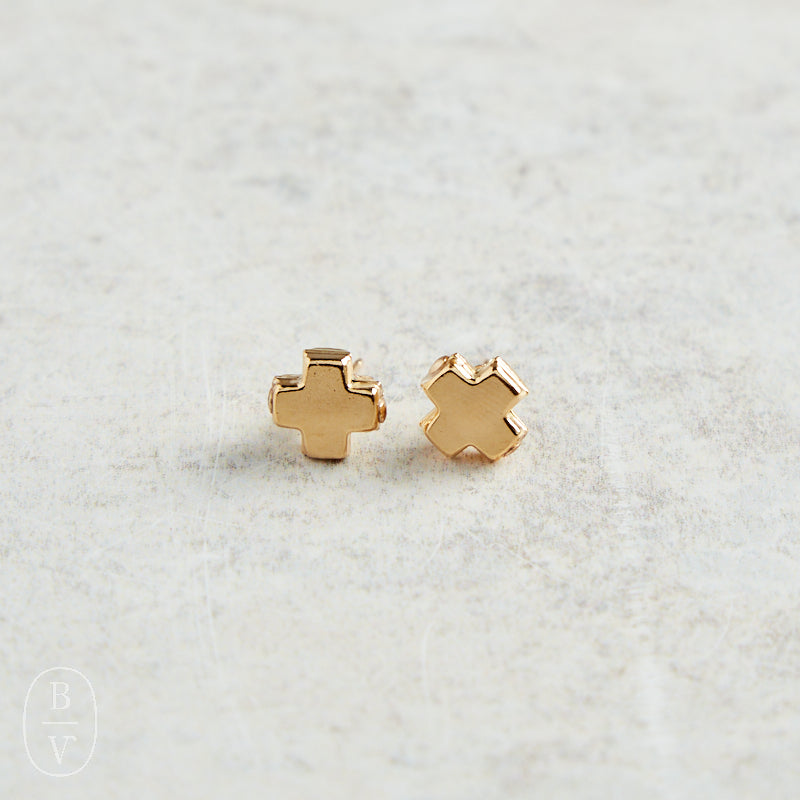 eNewton Design SIGNATURE CROSS GOLD STUD Gold