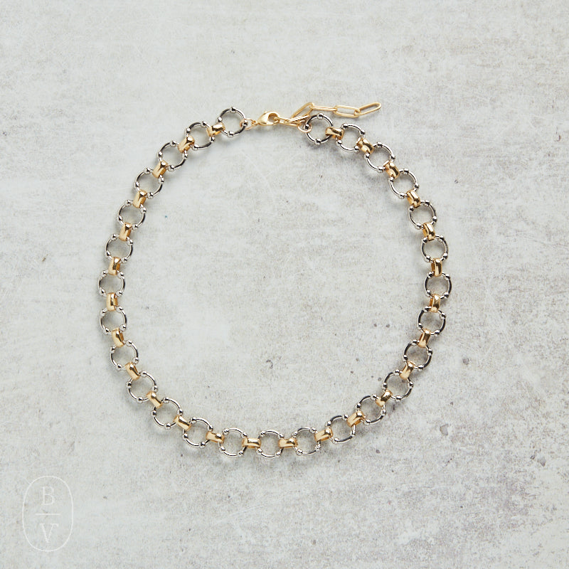 CV Designs GUNMETAL/GOLD LARGE LINKS NECKLACE - CVNGMGL