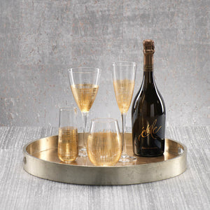 Zodax ROUND ANTIQUE GOLD AND SILVER SERVING TRAY